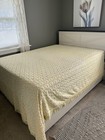  rare Colorway  Vtg Chenille Bedspread yellow Daisy On Peach 100x88 read  