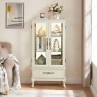 3-tier Lighted Curio Glass Display Cabinet W  2 Doors   1 Drawer  51   h Book Case