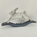 Vtg Rustic Wood Hand Painted Primitive Folk Art Rocking Horse Bunny Rabbit 16 