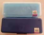 Long Spacemaker Pencil Box  Lot X2 Green Red Stretch 13x5  Vintage Ruler Storage