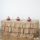 21 Ft Natural Burlap Table Skirt 3 Tiers Ruffles Wedding Party Catering Supply