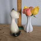 Vintage Kitsch Ceramic Kitty Cat Big Eyelash Mcm Black- Long Neck-siamese