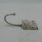 Vintage Style Cast Iron Owl Wall Hooks Set Of 2 Distressed White Shabby Chic