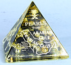 Saudi Arabia Pearls From Arabian Gulf Vintage Lucite Pyramid Paperweight