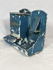 Early Tin Kitchen Match Dispenser Holder Caddy Chippy Blue Painted Floral As-is
