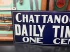 Early 1900 s  chatanooga Daily Times One Cent  Embossed Metal Sign   nos  Rare 