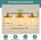3-light Vintage Gold Bathroom Vanity Light Fixture Over Mirror