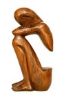 12  Wooden Hand Carved Abstract Statue  resting Man  Sculpture Decor Figurine