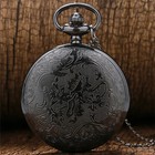 Steampunk Vintage Black Unisex Quartz Pocket Watch Roman Number Chain Pendant