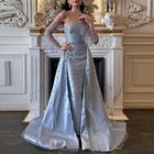 Prom Dress Strapless Party Dress Beading Satin Off The Shoulder Evening Dress