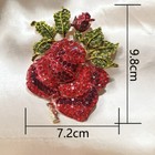 New Beautiful Flower Rose Woman Brooch Pin Red Rhinestone Crystal Gold Tone