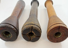 Tall Industrial Wooden Spools Primitive Object Art 13 Inch Lot  3  Vtg