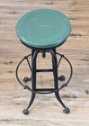 Vintage Industrial Screw Style Steel Adjustable Drafting   Bar Stool Wood Seat 