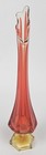 Vintage Swung Vase Glass 6 Petal Amberina Red 14  Tall Mcm