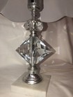 Vintage Diamond Shape Crystal Chrome W   Marble Base Boudoir Table Lamp    