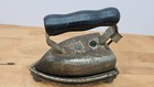 Antique Cast Iron Sad Iron W Trivet Base Wood Handle Vintage Laundry Set