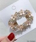 Oval Flower Hair Clip Rhinestone Crystal 2pk Color champagne   Color grey Blck