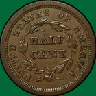1851 Braided Hair Half Cent Almost Uncirculated Au Coin  44062