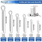 Cotter Pin Assortment Kit - 200 Pcs Hardware Pins Set 304 Stainless Steel