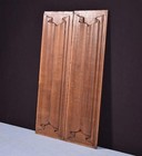 Antique Pair Of French Gothic Revival Panels In Solid Oak W linen Fold Carvings