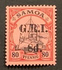 Travelstamps  Germany Colonies Samoa Stamps 8d On 80pf Mint Og H    Signed Unwmk