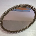 Vintage Oval Gold Tone Filigree Mirrored Tray Vanity 14   x 10