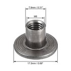 30pack M6x17 5x1 4mm Brad Hole Tee Nut Carbon Steel Round Base Screw-in T-nut