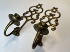 Wall Sconce Candle Holders Brass Ornate Mid-century Vintage Tapers 12    Set Of 2