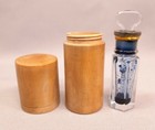 Antique Victorian Houbigant Paris Cut Glass Perfume Bottle W  Wood Case