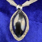 Vintage Necklace Clip On Earrings Brooch Set Silver Tone Hematite 24   
