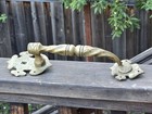 Vintage Ornate Brass Bronze Outside House Front Door Handle Antique Patina