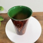 Vintage Studio Art Enamel Over Copper Vase Green Interior