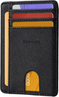 Rfid Blocking Wallet Slim Leather Card Holder For Men Women Front Pocket Black