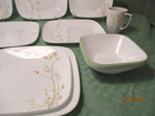 Corelle Kobe Forsythia Dish Set Yellow Flowers Square Plates    Bowls 13 Pcs
