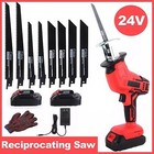 Electric Reciprocating Saw W  2 Li-ion Battery Cutting Tools Cordless W 8 Blades