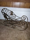 Vintage Christmas Sleigh Gold Metal Large Doll Sled Shiny Decoration 12  Long