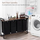 2 3 4 Compartment Laundry Hamper Rack With Pull-out Bags   Top Storage Shelf