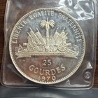 1970 Haiti Proof 25 Gourdes  Large Silver Coin  3 777 Oz    999 Silver 60mm