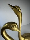 Pair Of Vintage Solid Brass Swans   Ducks Mid Century Modern