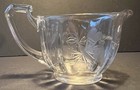 Vintage Clear Etched Glass Butterfly Design Creamer Pitcher Handled Heavy