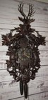 Black Forest Hunter s Cuckoo Clock Large Deeply Carved Fox  Rabbit  Bird