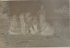 Antique Glass Plate Negative  Group Cooking Over Campfire By The Water