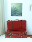 Burgundy Vintage Style European Style Suitcase Travel Luggage W  Lock Handle