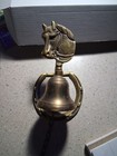 Vtg Brass Horse Head Horseshoe Door Knocker Dinner Bell Unique Rare 
