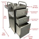 Mobile Stainless Steel Cabinet Medical Clinic Trolley 3 Drawers Barber Cabinet