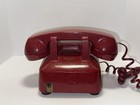 Vintage 1960s Bell System western Electric Red Rotary Dial Desk Telephone Works