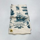 Vintage Whale Printed Kitchen Tea Towel Blue Linen Nautical Maui 1491-22