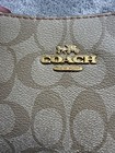 Coach Signature Logo Beige brown Shoulder Bag Zip Gold-tone Hardware Pockets