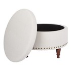 Alloway Storage Ottoman With Antique Bronze Nailheads  Linen Fabric