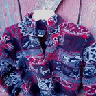 Nwt Kerrits On Course Kids Lg Mid Zip Fleece Mosaic Jacket Red   Black Horses